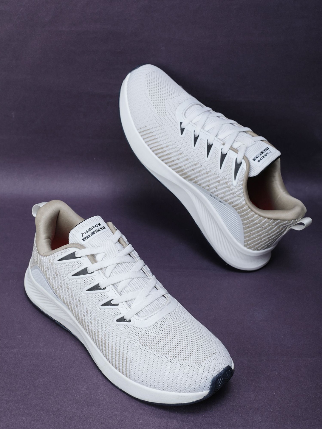 

ABROS Men AIDEN Mesh Air Running Lace-Up Sports Shoes, Off white
