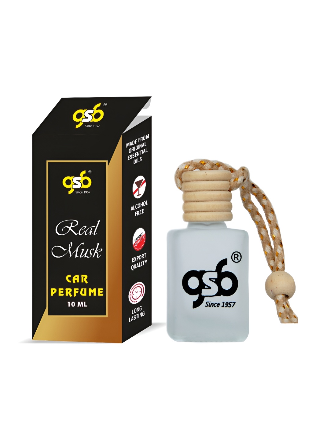 

GSB Real Musk Hanging Car Air Freshener - 10 ml, Transparent