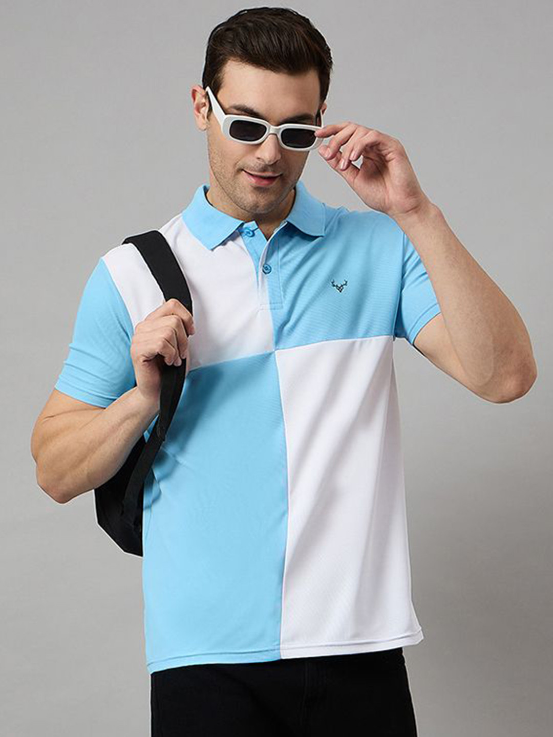 

BRONATION Men Colourblocked Polo Collar Cotton T-shirt, White