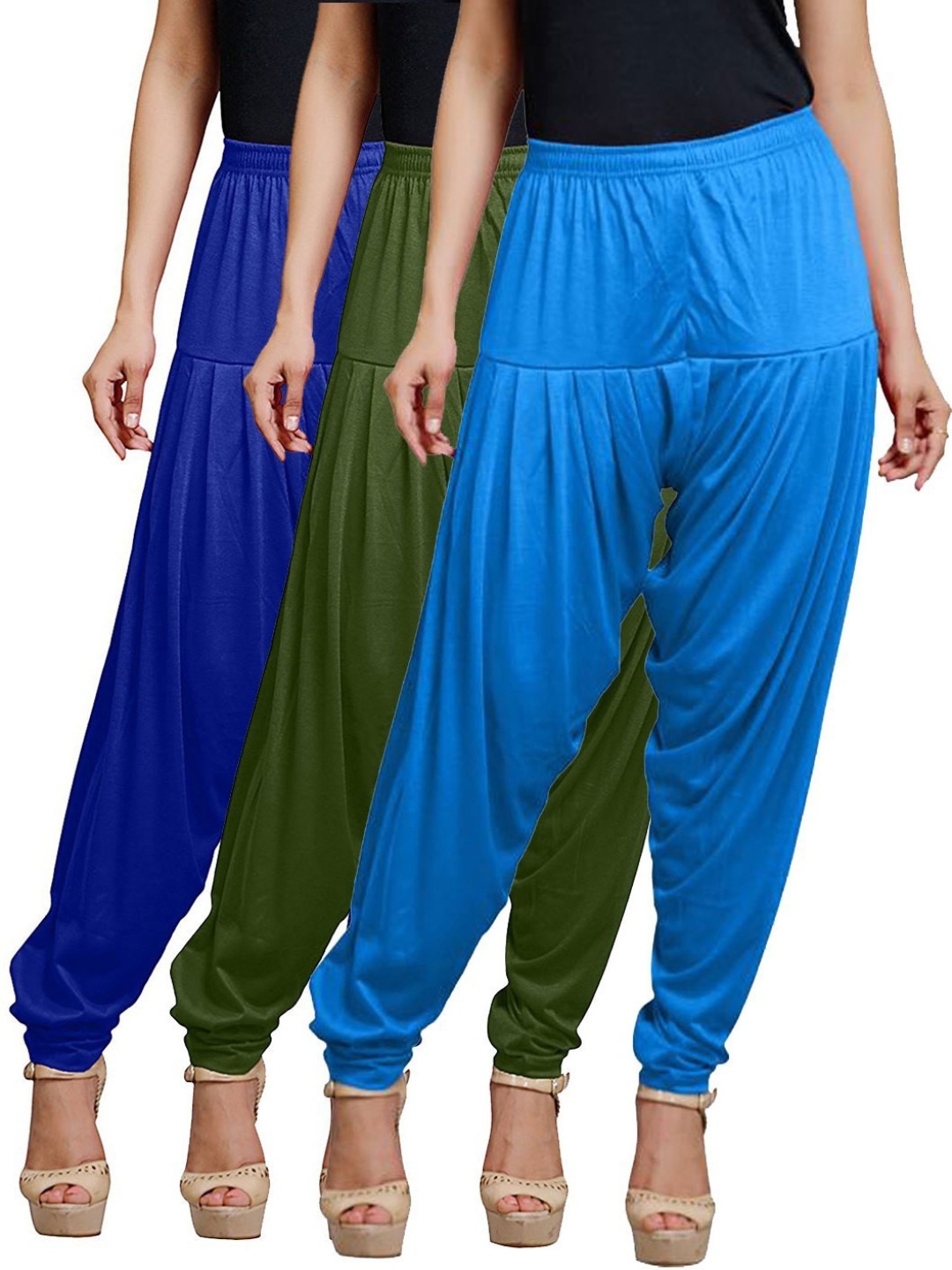 

AFRA GARMENTS Pack Of 3 Mid-Rise Loose-Fit Patiala, Green