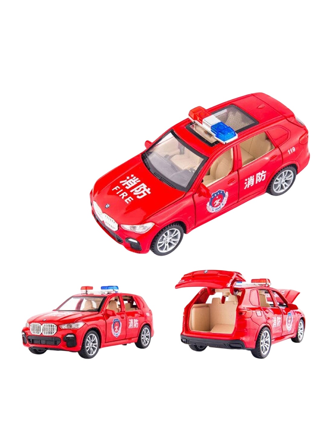 

UKAXA Kids Model X5 Police Pullback Openable Door Light Car Vehicle, Red