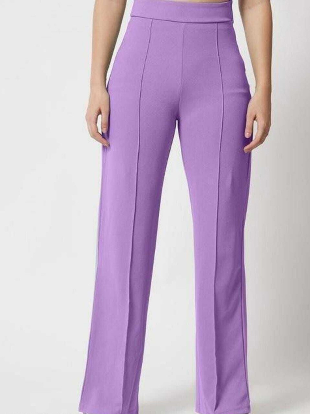 

Purser Women Original Regular Fit Mid-Rise Cotton Parallel Trousers, Purple