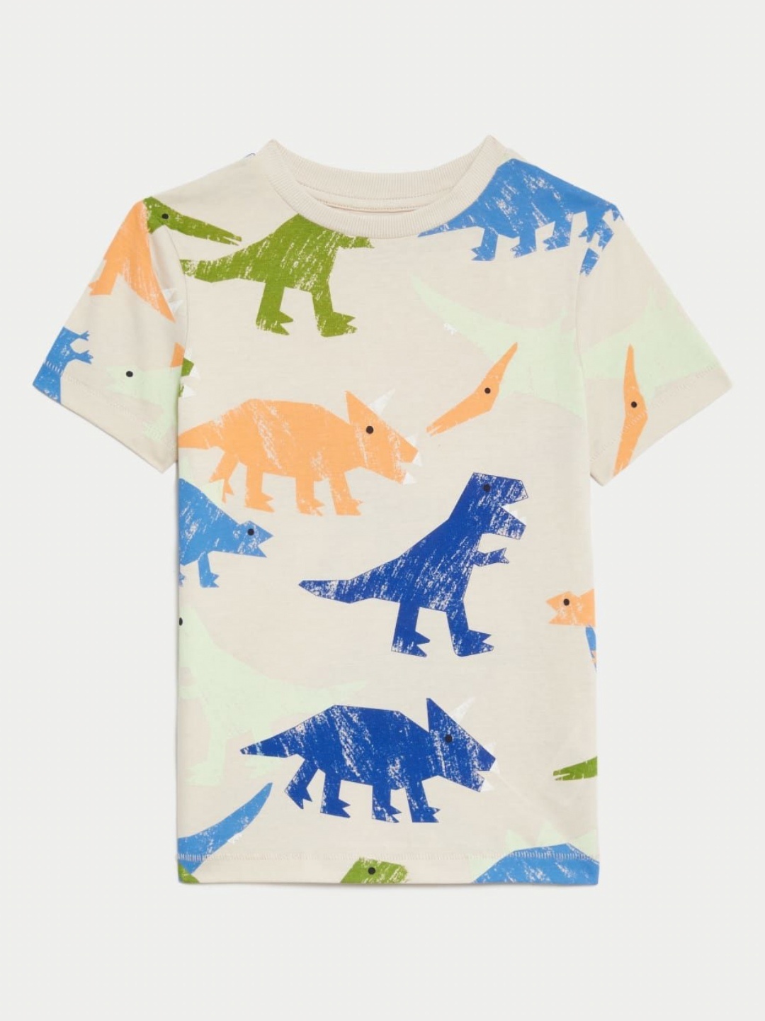 

Marks & Spencer Boys Dinosaur Animal Printed Pure Cotton T-shirt, Beige