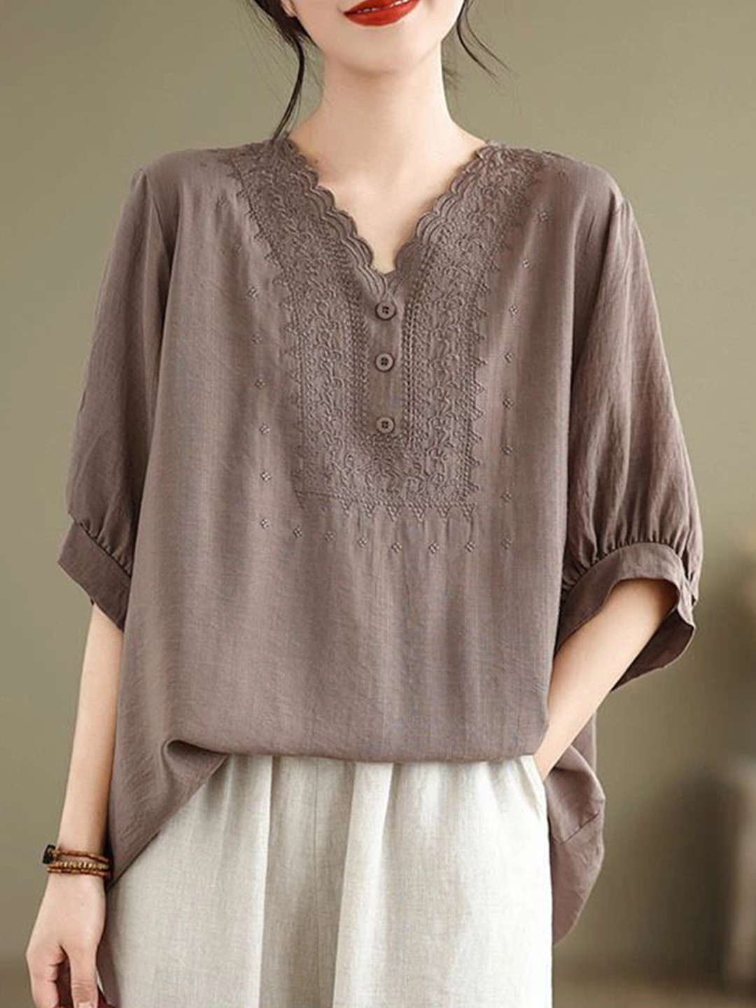 

Sidhidata Embroidered Top, Brown