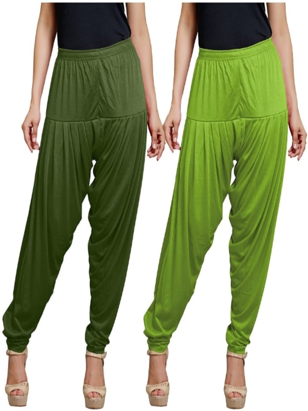

AFRA GARMENTS Women Pack Of 2 Loose Fit Mid Rise Patiala, Green