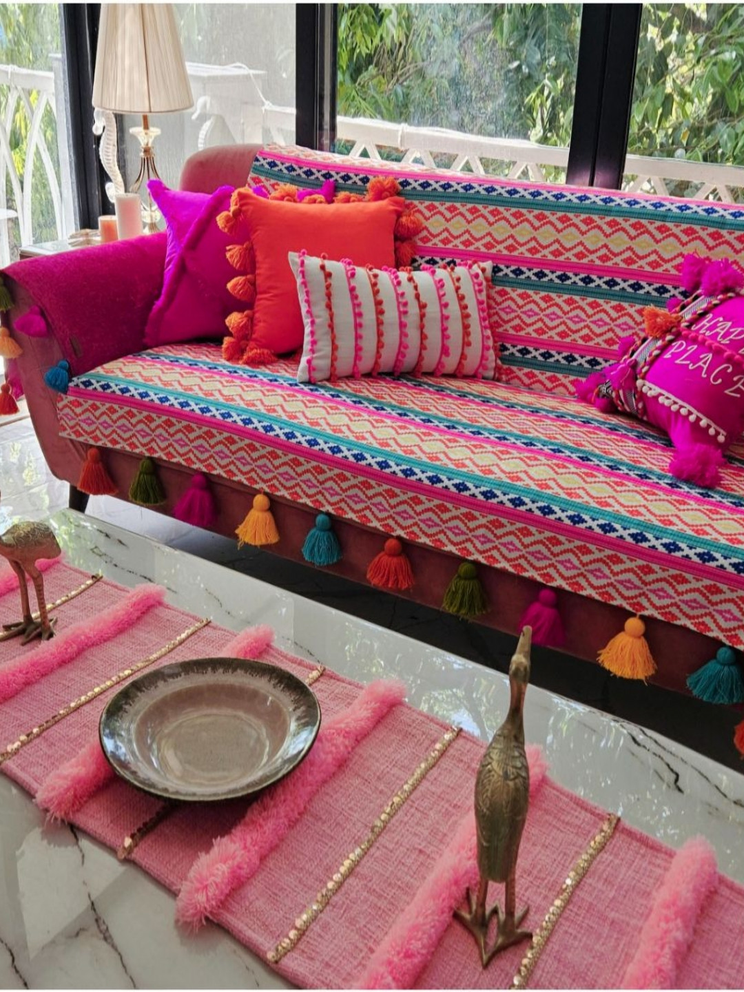 

THROWPILLOW Multicoloured & Multicoloured Printed Polyester 1 Piece Sofa Cover, Multi