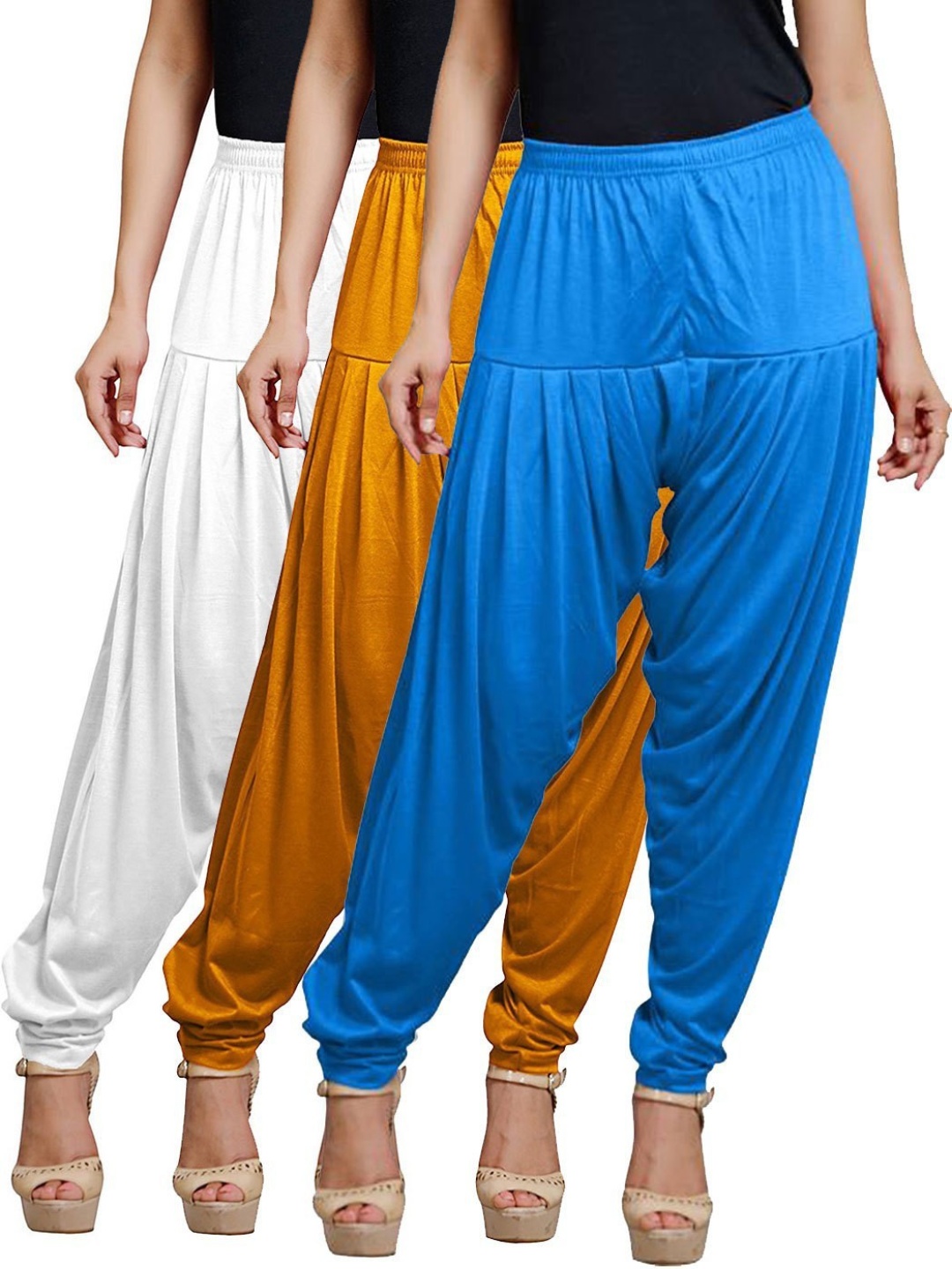 

AFRA GARMENTS Women Pack of 3 Mid Rise Loose Fit Patiala, Blue