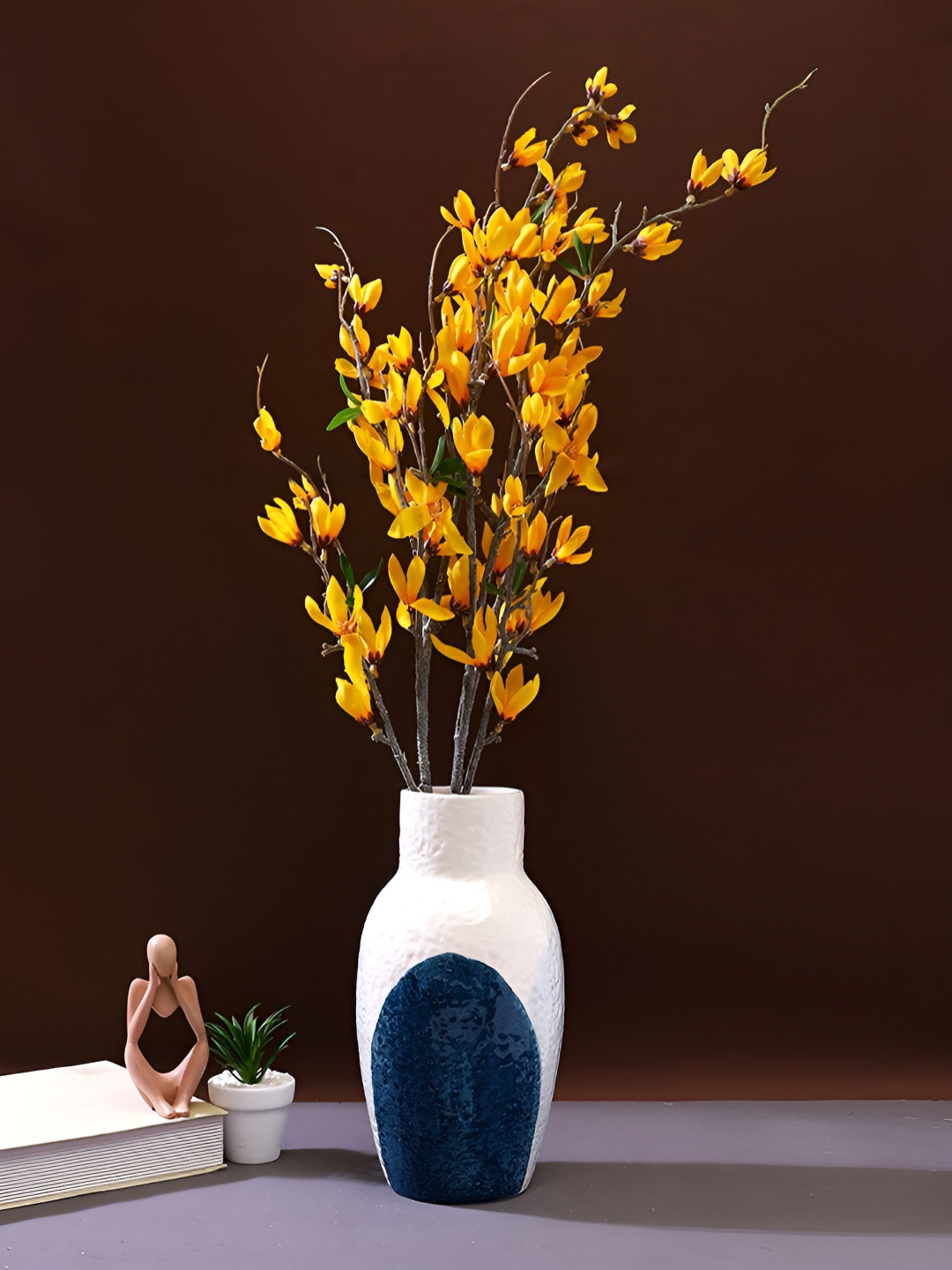 

TAYHAA Yellow And Brown 2 Pieces Magnolia Artificial Flower