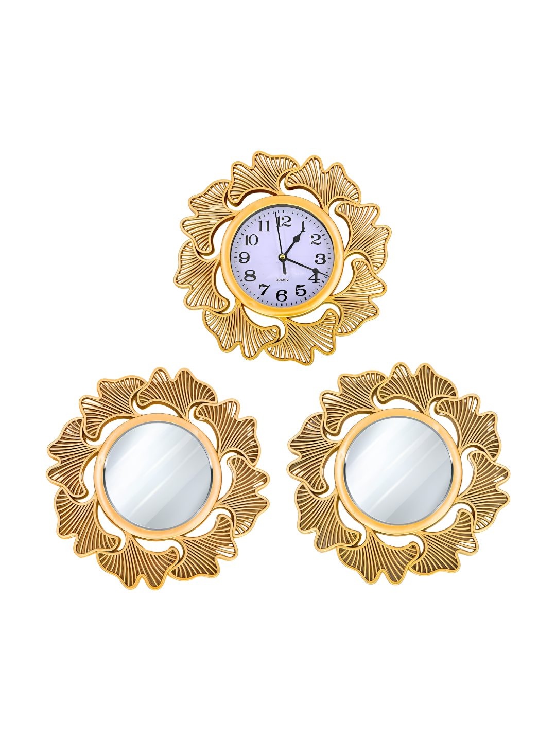 

Myntra Elegant Homes Gold-Toned 3 Pcs Contemporary Wall Clock