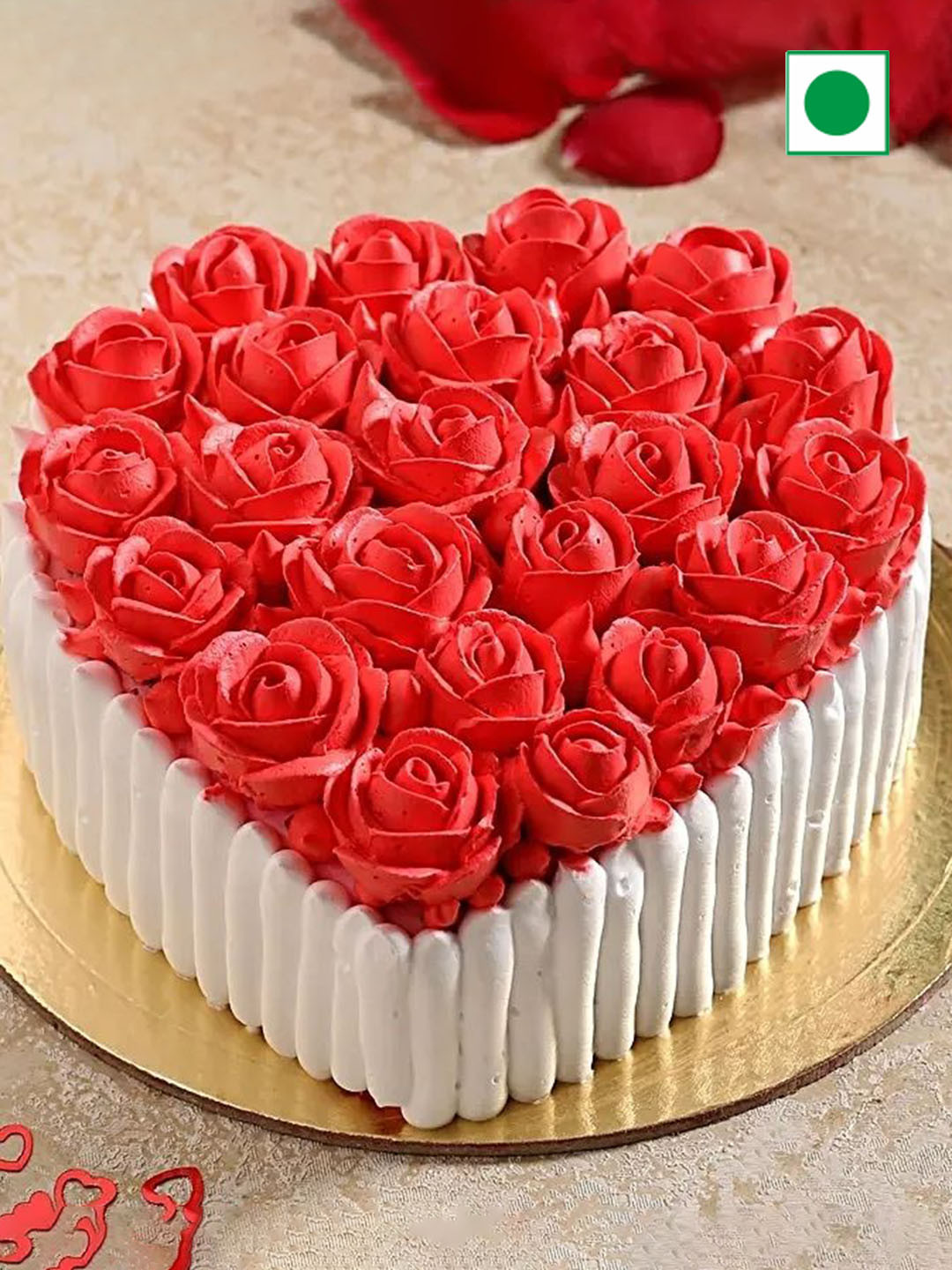 

fnp Black Forest Flavor Eggless Heart Cake-500g, Red