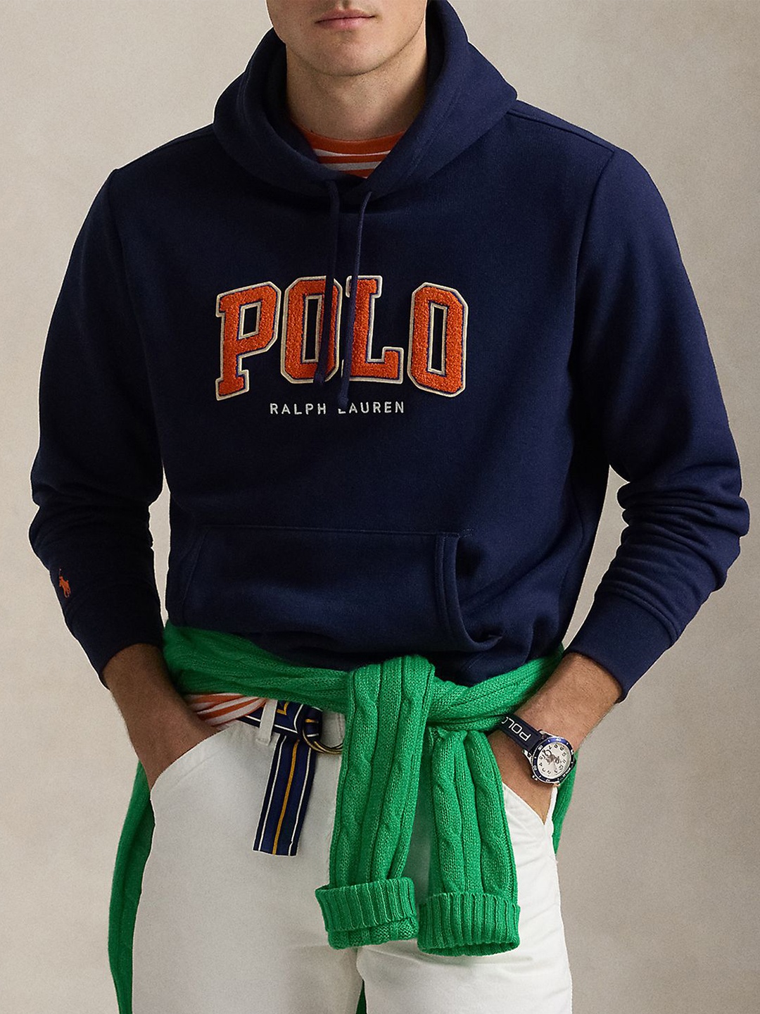 

Polo Ralph Lauren Men Brand Logo Printed Pure Cotton Sweatshirts, Navy blue