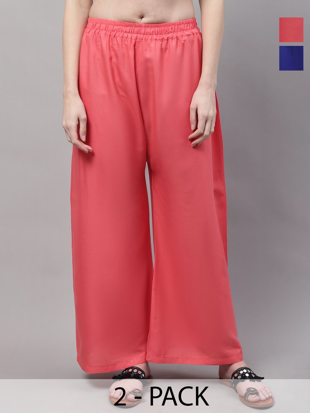 

Valles365 by S.C. Women Pack of 2 Flared Palazzos, Red