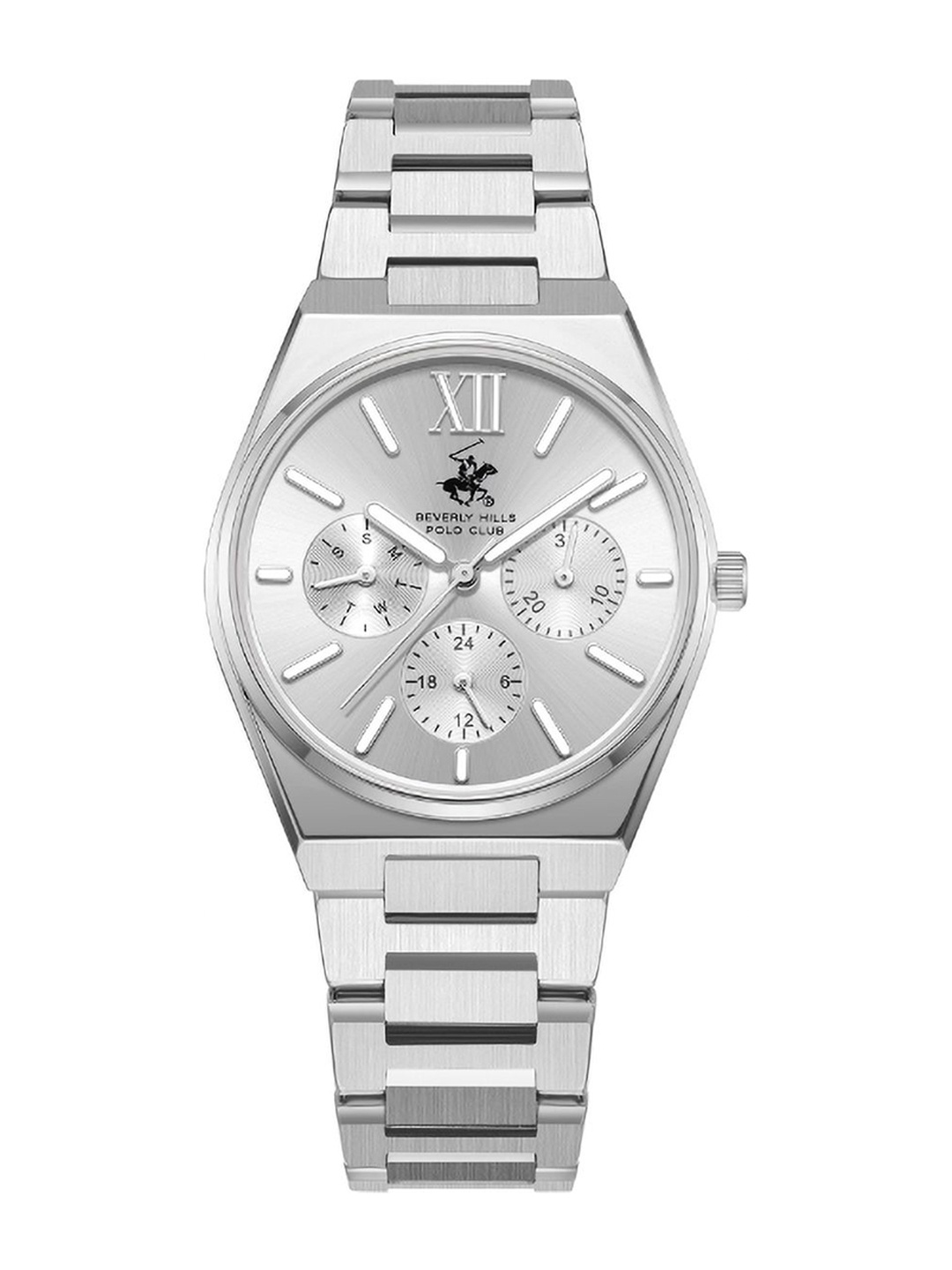 

Beverly Hills Polo Club Women Skeleton Dial & Bracelet Style Straps Analogue Watch BP3696Y.330, Silver