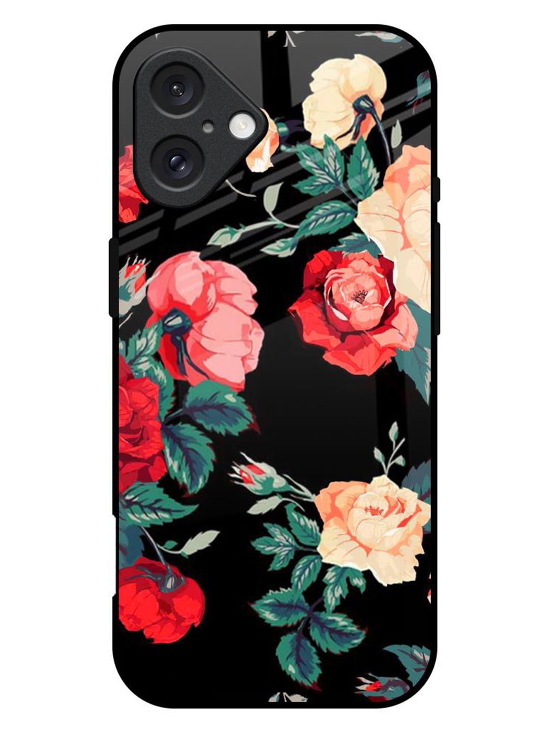 

QRIOH Floral Bunch Printed iPhone 16 Plus Back Case, Black