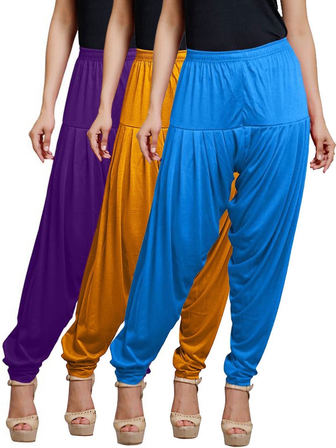 

AFRA GARMENTS Women Pack Of 3 Mid-Rise Loose-Fit Patiala, Blue