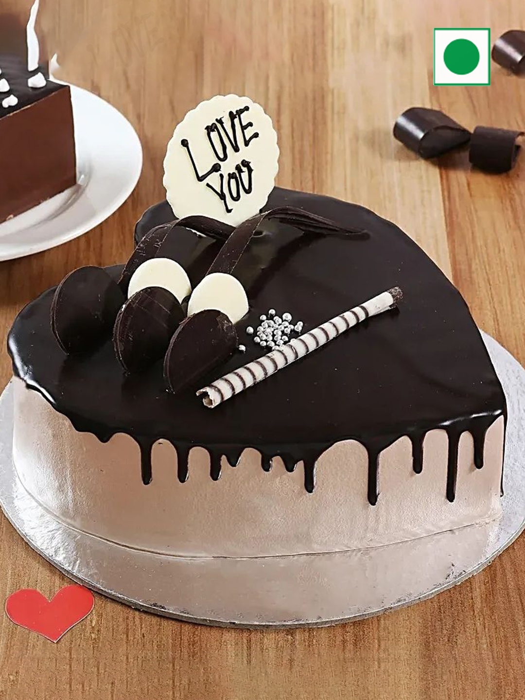 

fnp Chocolate Flavor Eggless Heart Cake - 500g, Black