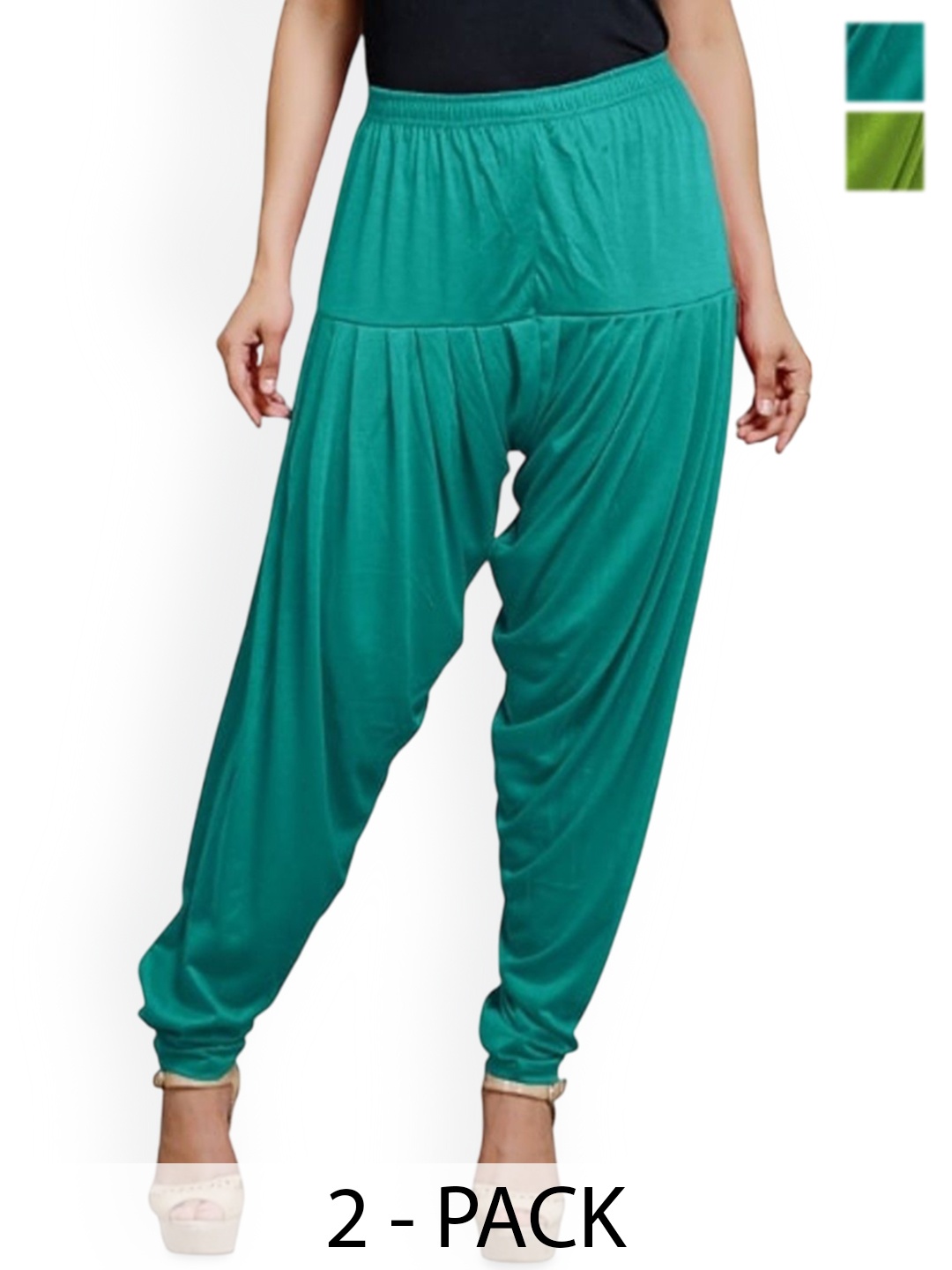 

AFRA GARMENTS Women Pack Of 2 Loose-Fit Patiala, Green