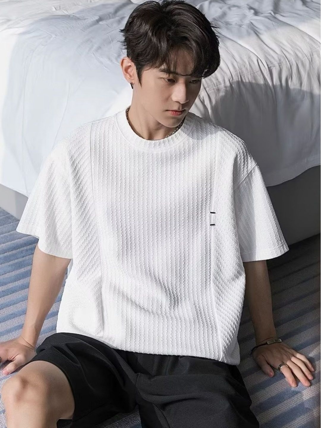 

StyleCast Men Self Design Round Neck T-shirt, White