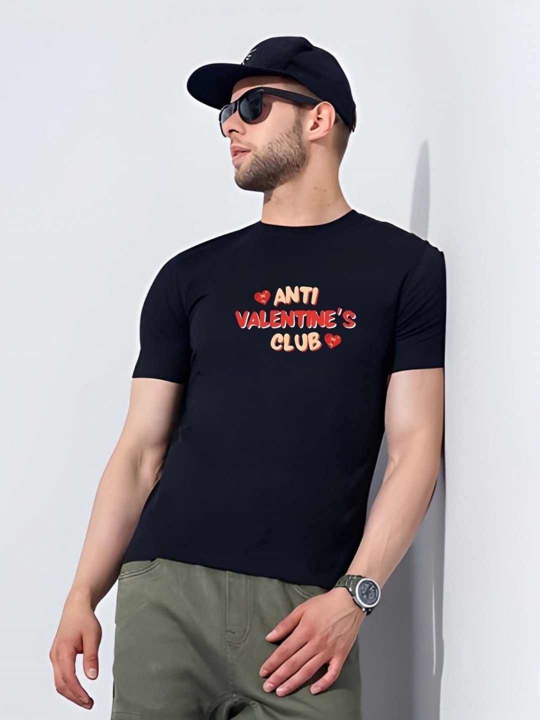 

SZN Men Typography Printed Round Neck Cotton Slim Fit T-shirt, Black