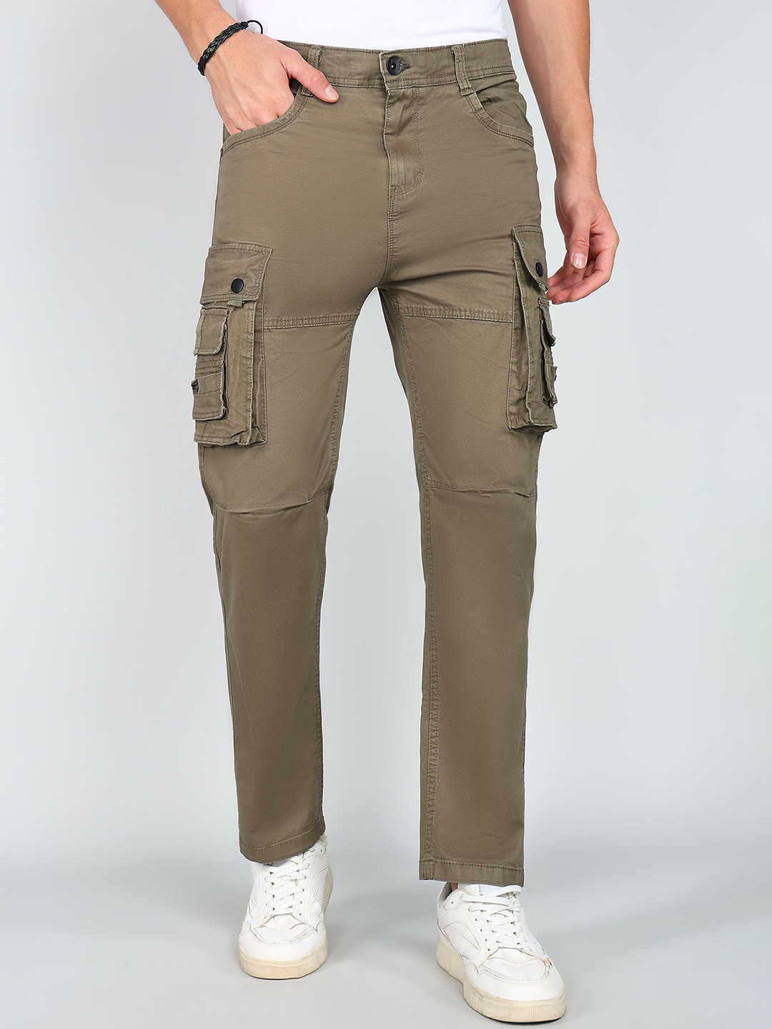 

BAESD Men Relaxed Cargos Trousers, Green