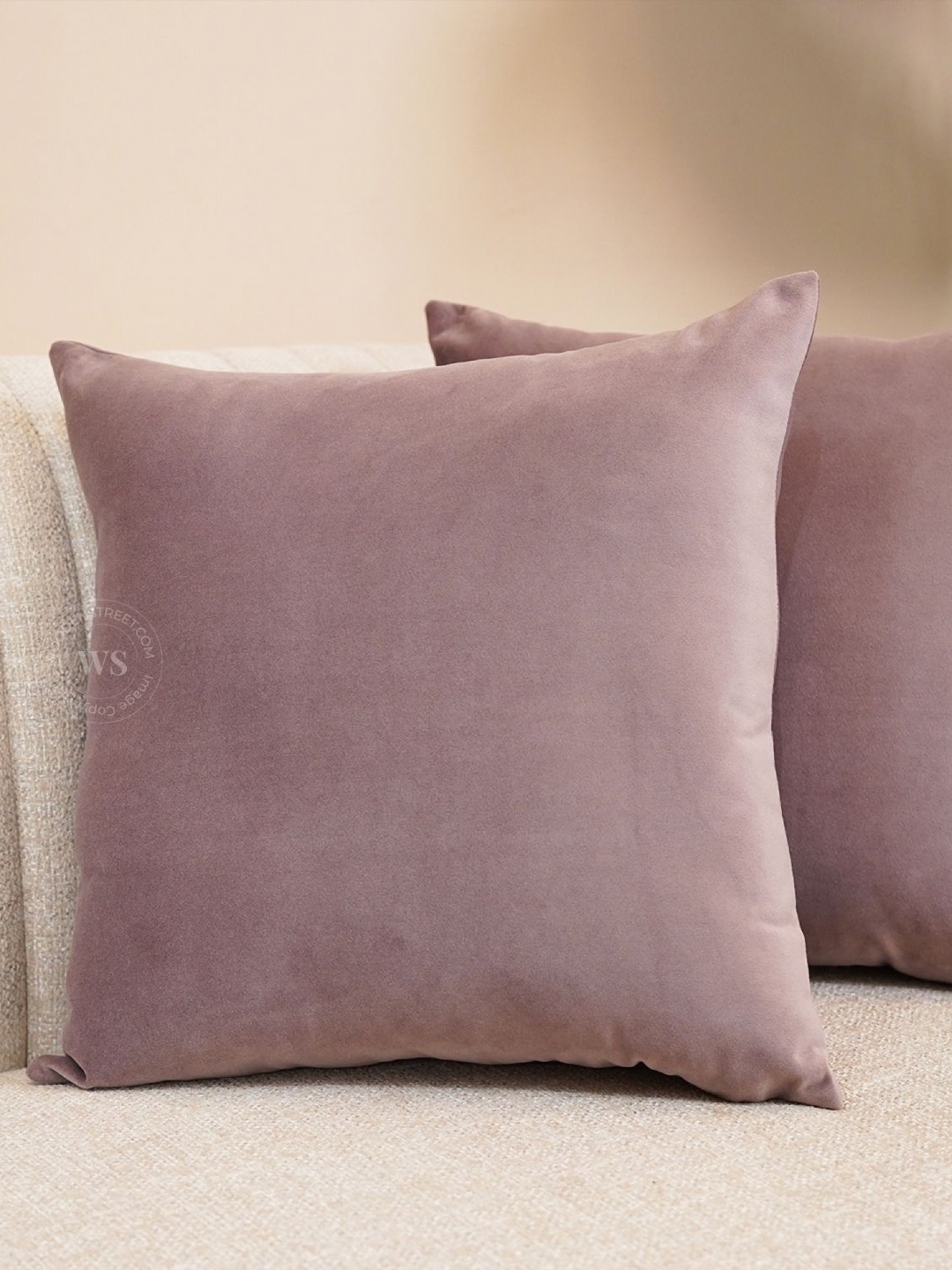 

WOODEN STREET Pink 2 Pieces Velvet Square Cushion Covers