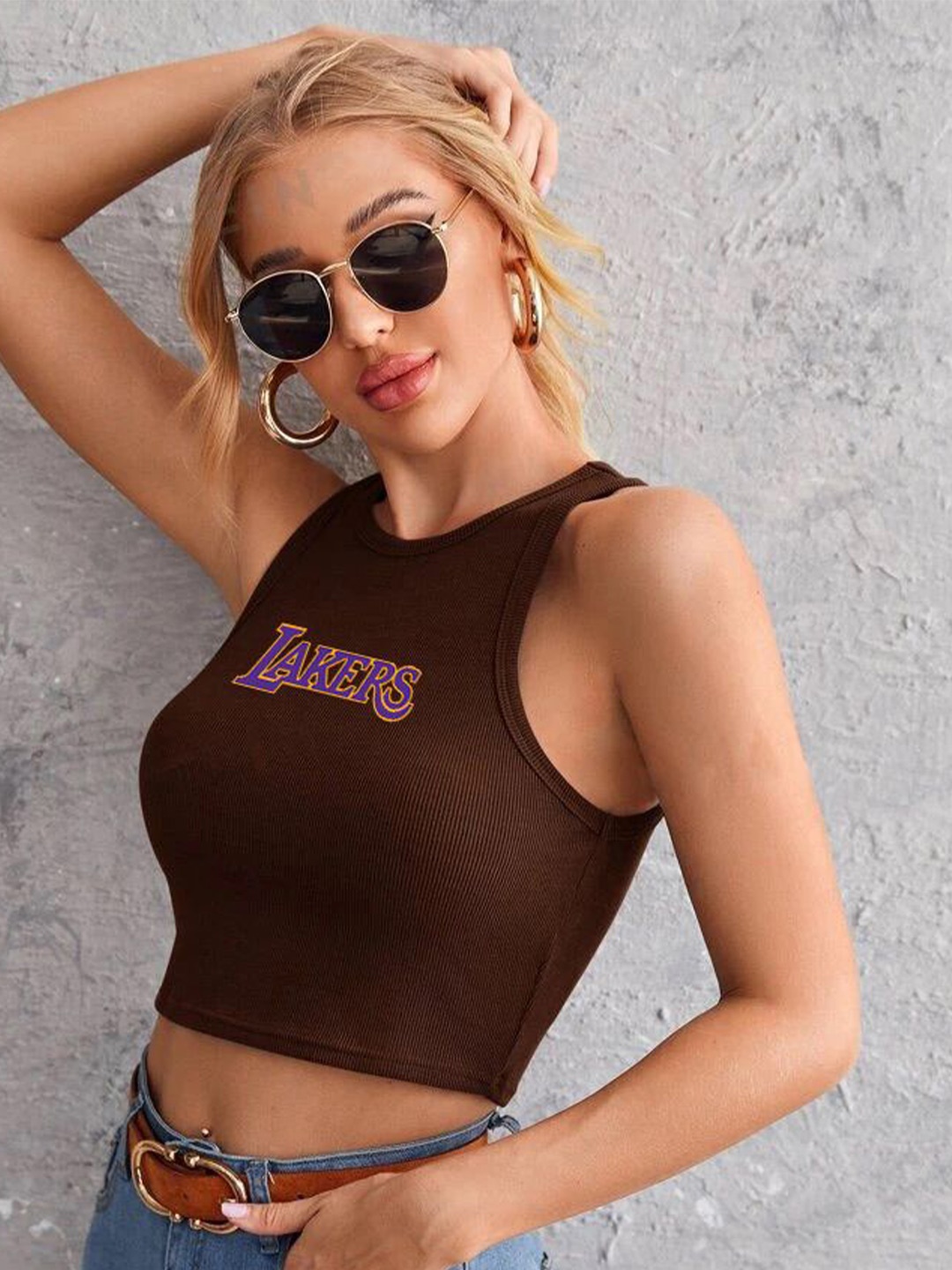 

TABADTOD Crop Top, Brown