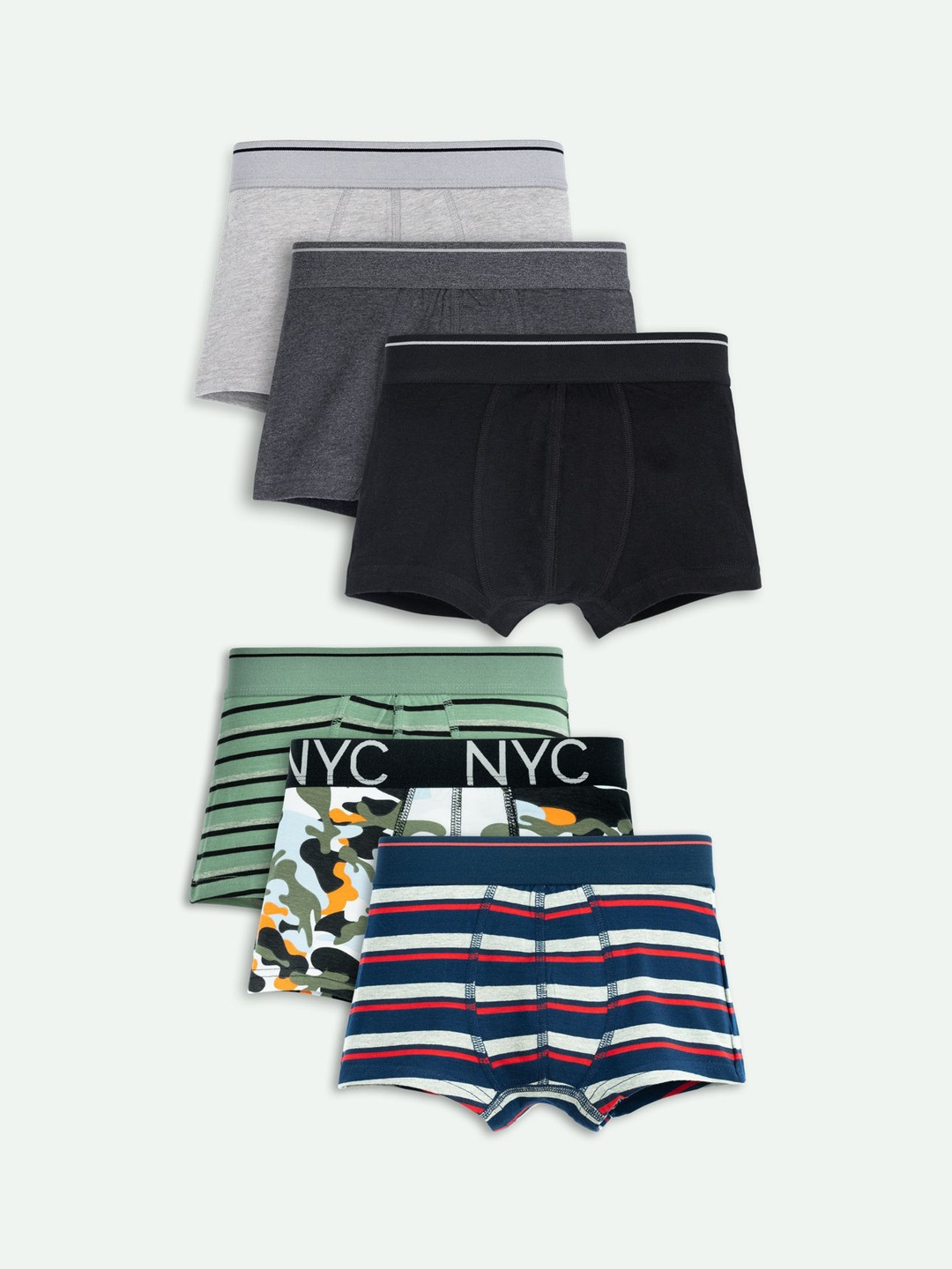 

ariel Boys Pack Of 6 Assorted Printed Trunks