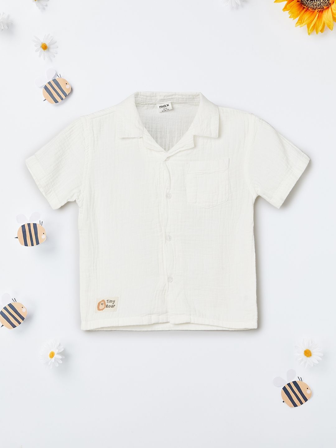 

max Boys Solid Cotton Casual Shirt, Beige
