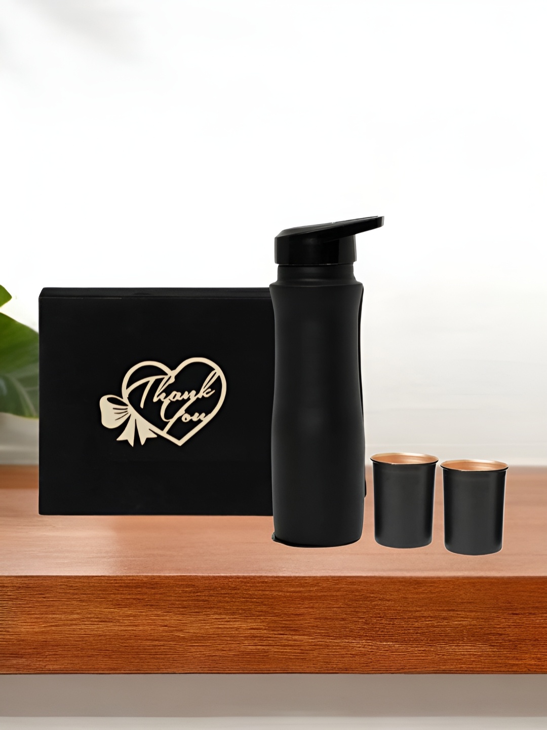 

INTERNATIONAL GIFT Black Set of 3 Copper Solid Water Bottle