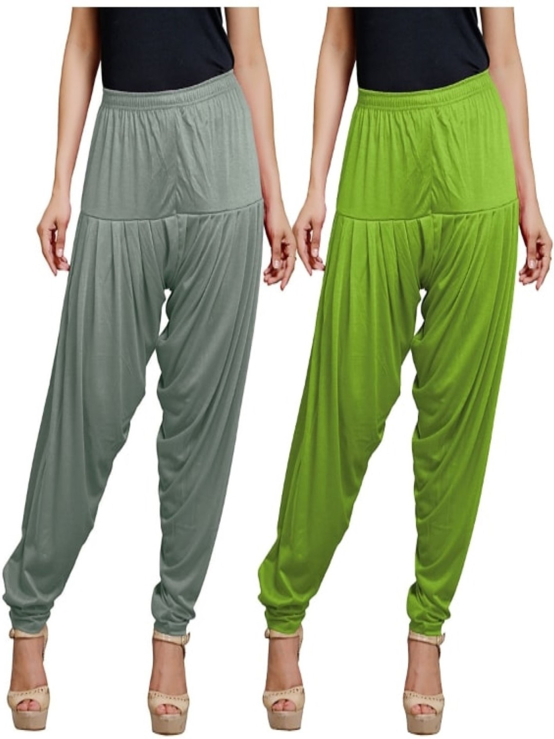 

AFRA GARMENTS Women Pack Of 2 Mid Rise Loose Fit Patiala, Green