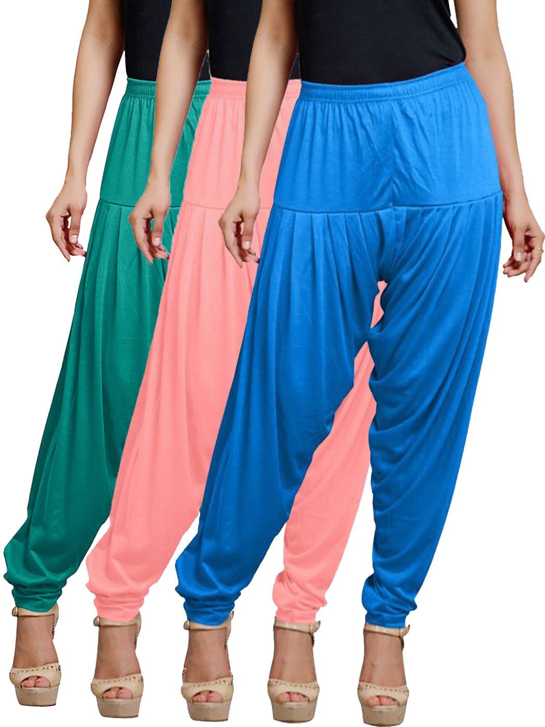 

AFRA GARMENTS Women Pack Of 3 Cotton Mid-Rise Loose-Fit Patiala, Pink