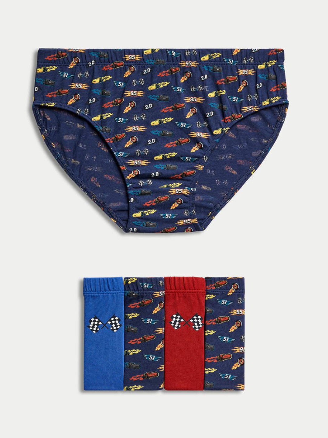

Marks & Spencer Boys Pack Of 5 Printed Pure Cotton Brief T715774DMULTI, Navy blue