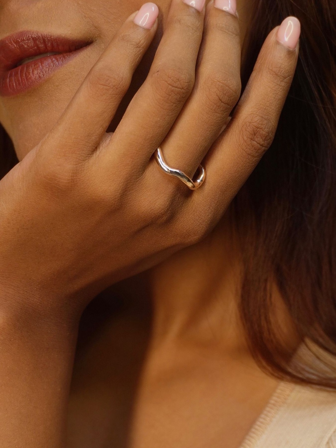 

House of Pehr Rose Gold Plated Intricate Ripple Finger Ring