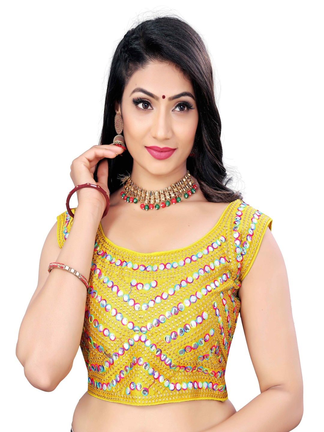 

HERE&NOW Women Embellished Padded Saree Blouse, Yellow