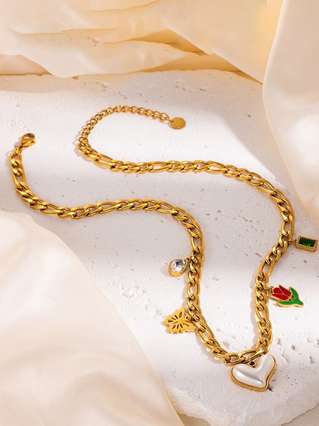 

VIEN Stainless Steel Gold-Plated Butterfly Tulip Chain Shaped Minimal Necklace