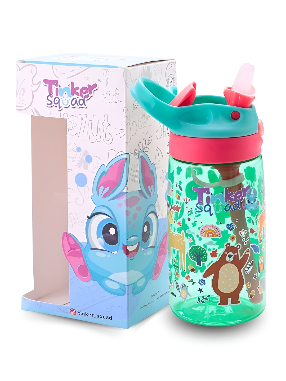 

Tinker Squad Green Jungle Theme BPA free Tritan Non fading Sipper Water Bottle 500ml