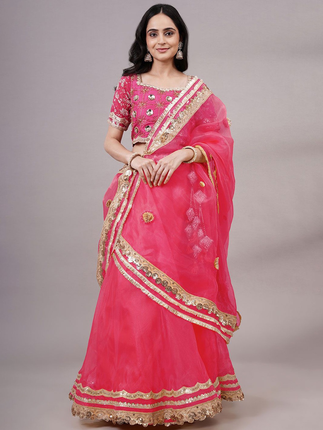 

Utsav Fashion Embroidered Ready to Wear Lehenga & Choli With Dupatta, Fuchsia