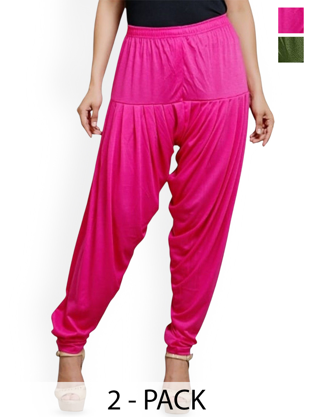 

AFRA GARMENTS Women Pack Of 2 Mid-Rise Loose-Fit Patiala, Green