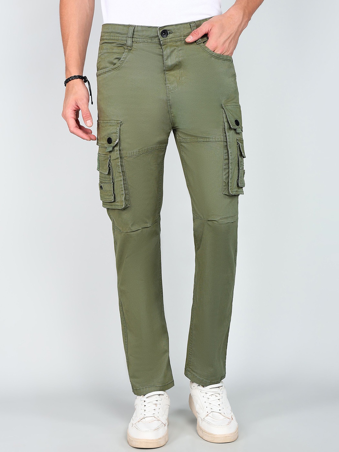 

BAESD Men Cotton Relaxed Regular Fit Mid-Rise Cargos, Green