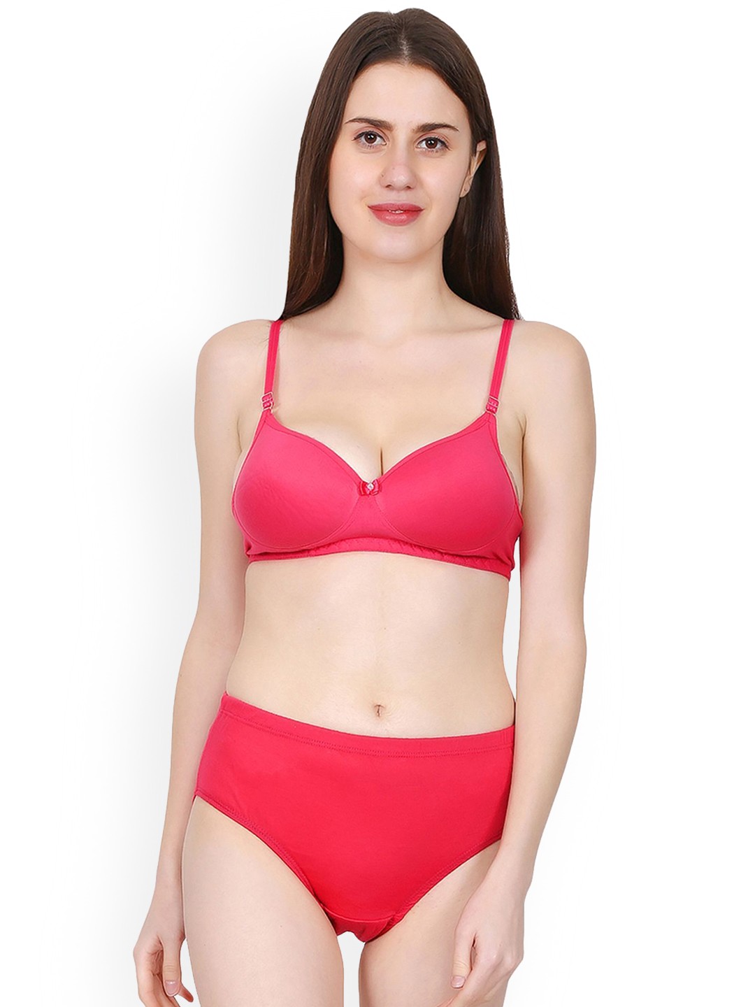 

chia fashions Women Full Coverage Padded Cups Lingerie Set, Pink