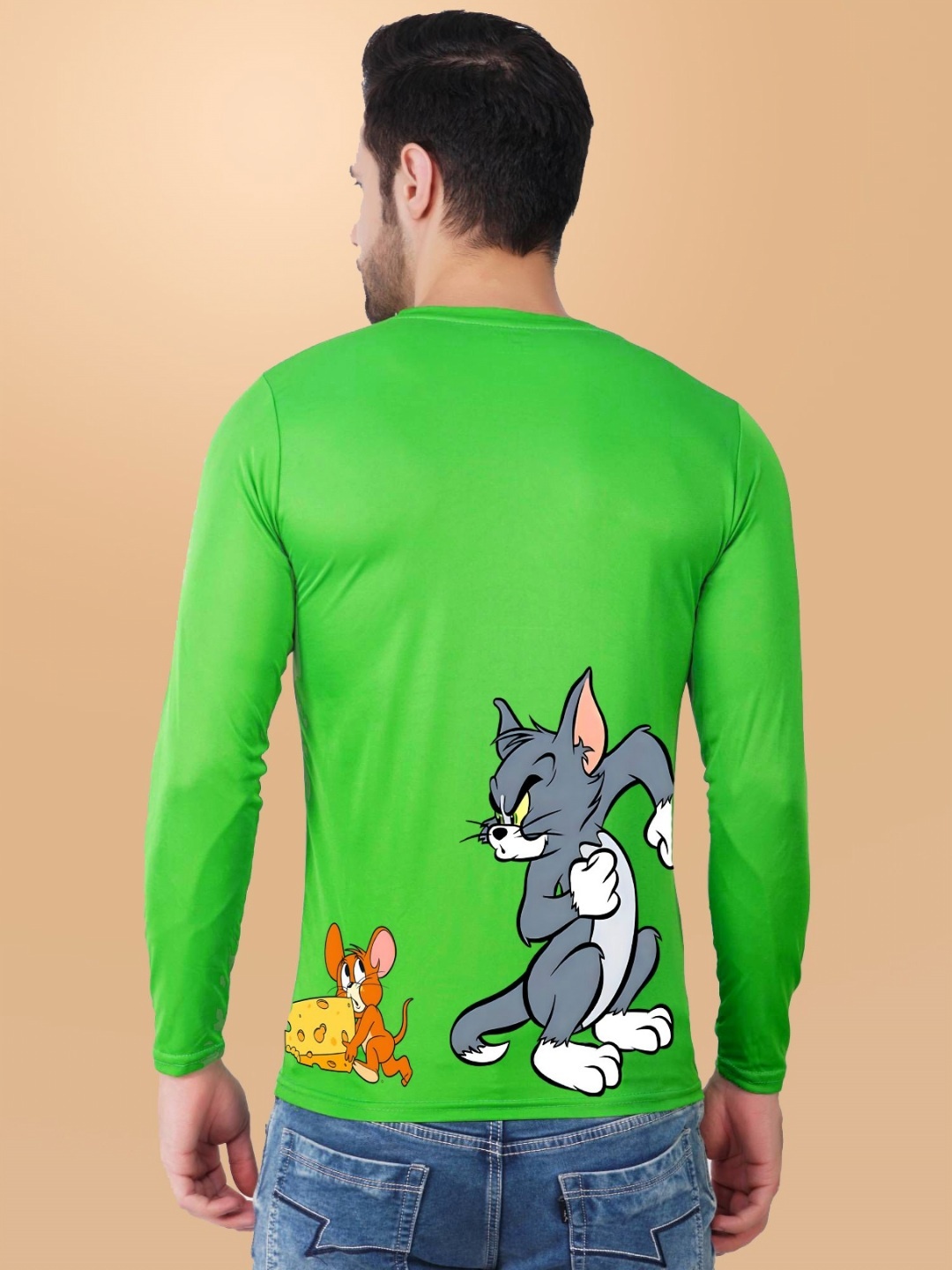 

ZEN1 FASHION Men Tom & Jerry Abzorb Graphic Printed Round Neck Cotton T-shirt, Green
