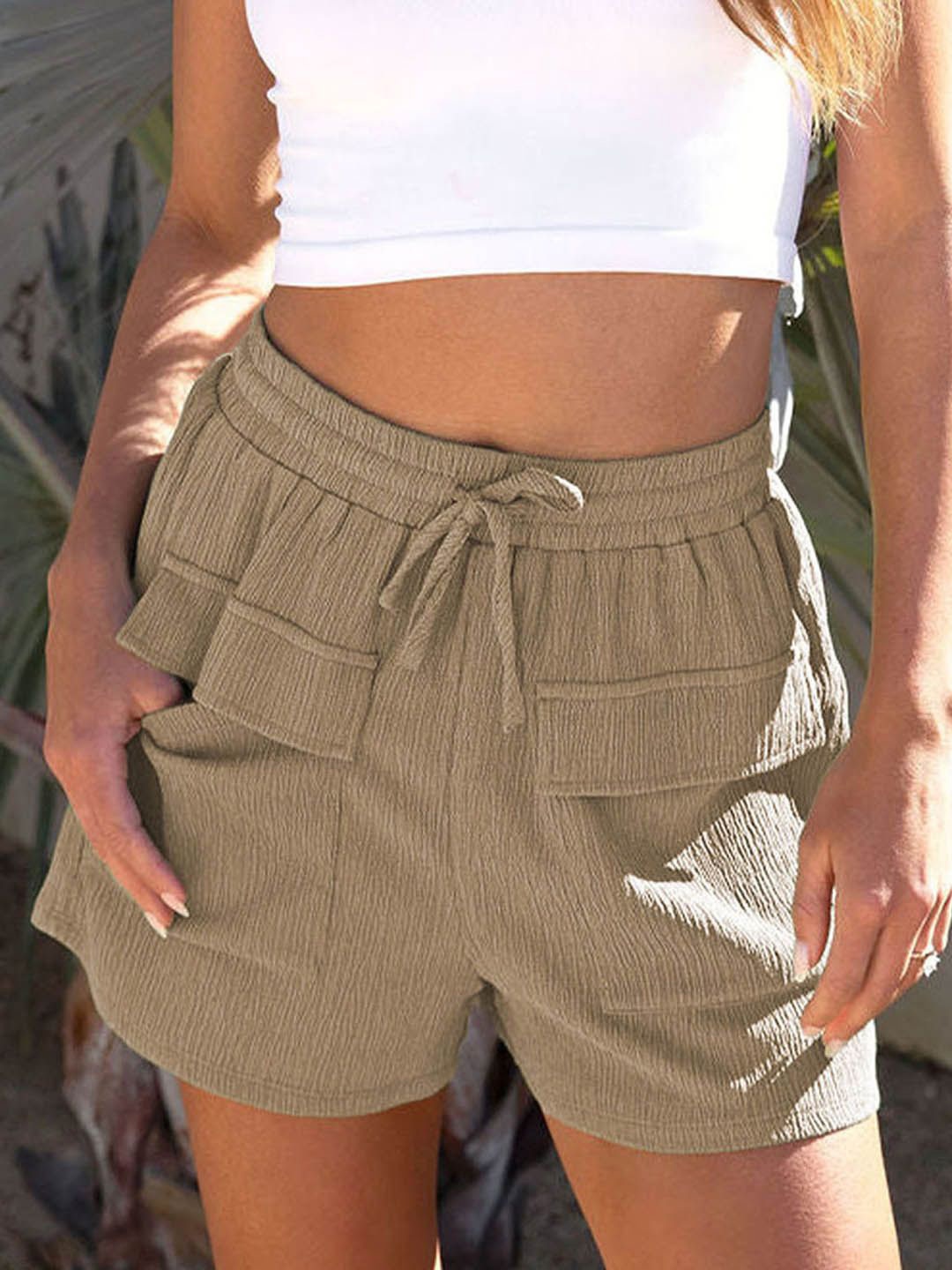 

StyleCast Women Floral Printed High-Rise Shorts, Khaki