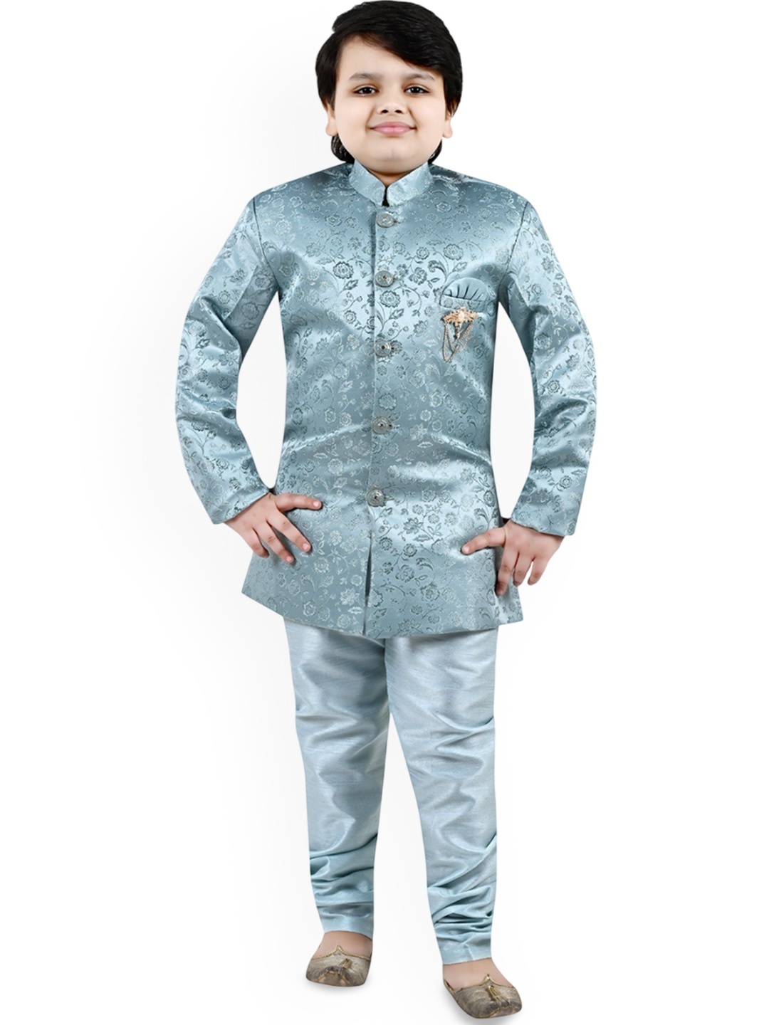 

Arshia Fashions Boys Printed Sherwani Set, Blue