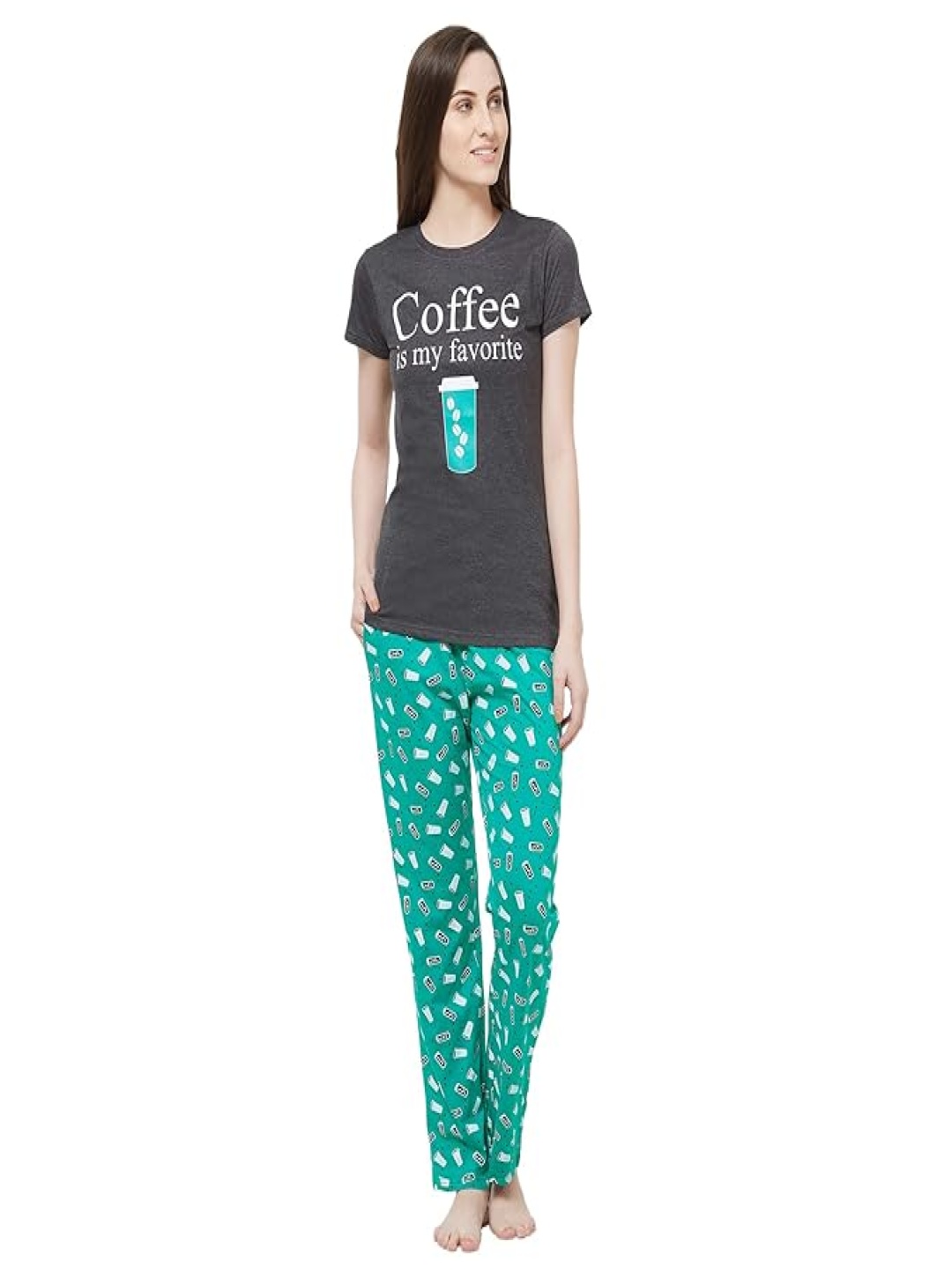 

evolove Women Printed Night suit, Black