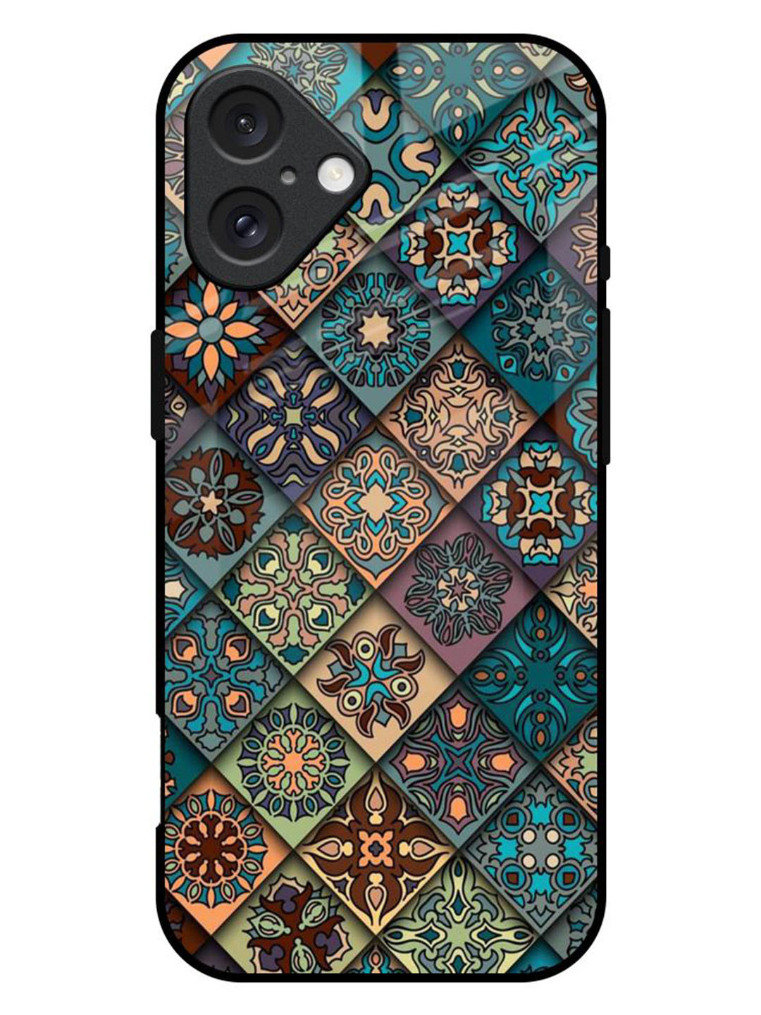 

QRIOH Retro Art Printed iPhone 16 Plus Back Case, Blue
