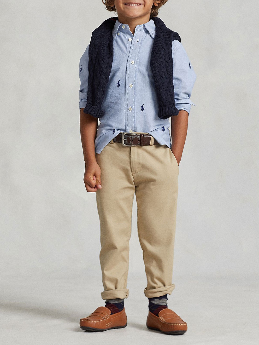 

Polo Ralph Lauren Boys Printed Cotton Oxford Shirt, Blue