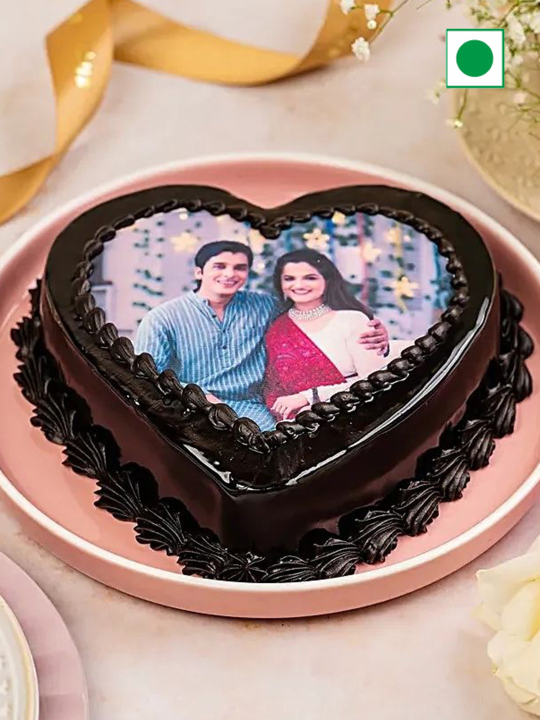 

fnp Personalised Truffle Flavor Eggless Heart Cake-500g, Brown