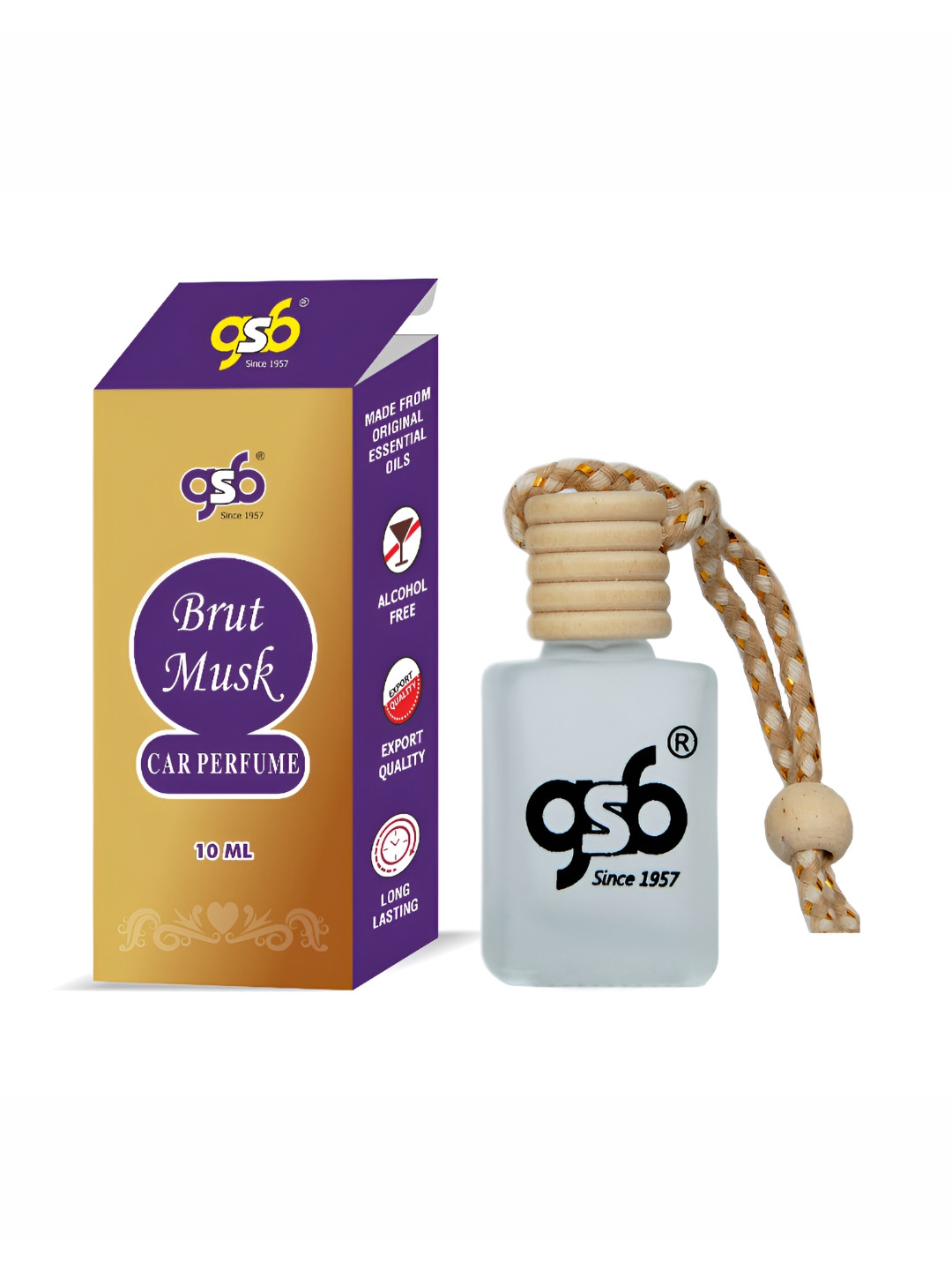 

GSB Brut Musk Hanging Car Air Freshener, Transparent