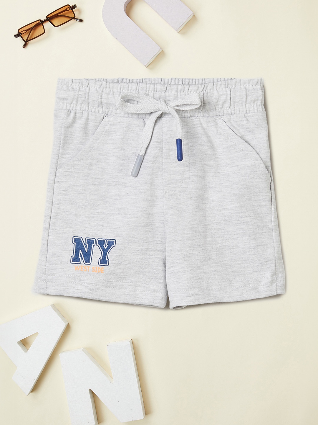 

max Boys Pure Cotton Regular Shorts, Grey