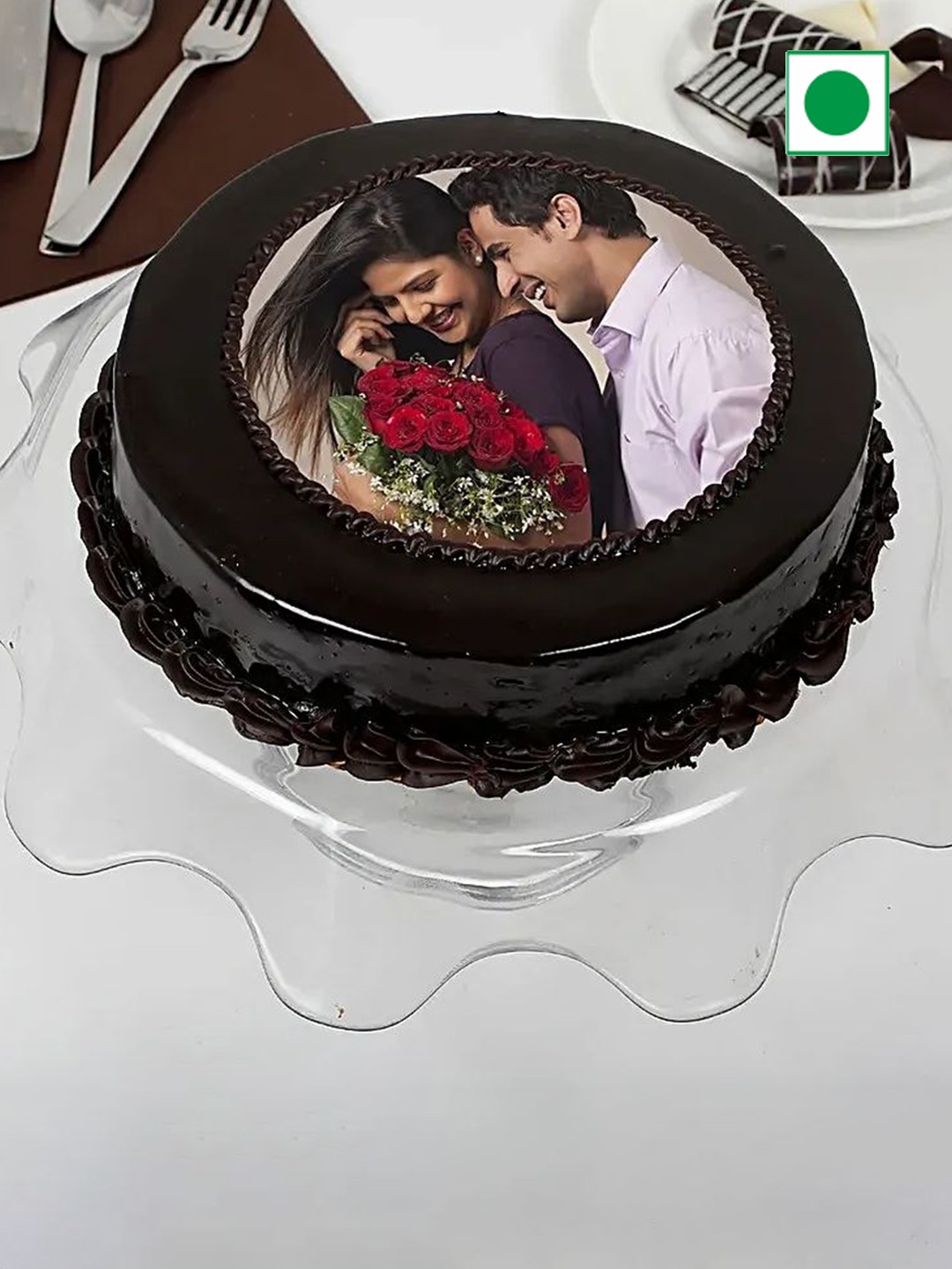 

fnp Personalised Chocolate Flavor Eggless RoundCake-500g, Brown
